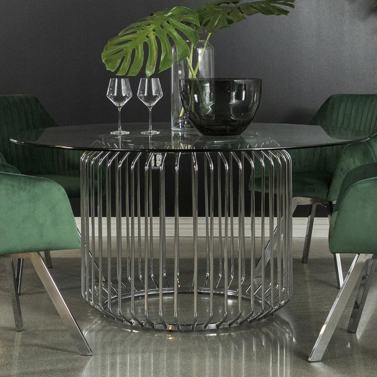 Coaster Furniture Veena 193430BG Round 60-inch Glass Top Metal Dining Table - Chrome IMAGE 1